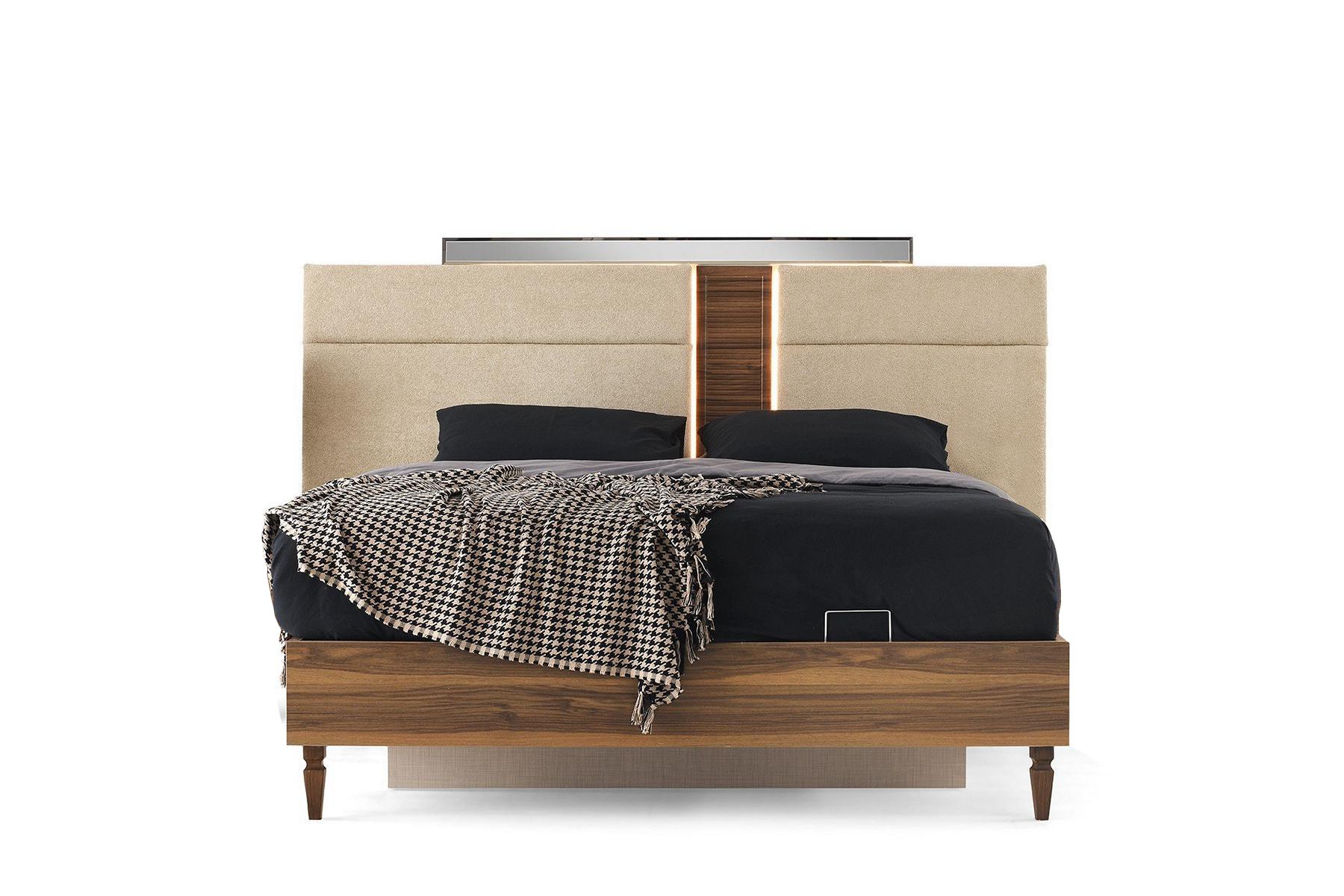 Bedroom Brown double bed Designer bed frame Luxury wooden frame