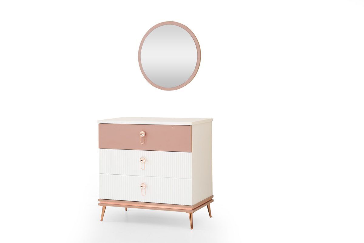 Modern children\'s room furniture designer chest of drawers luxury round mirror 2-piece set