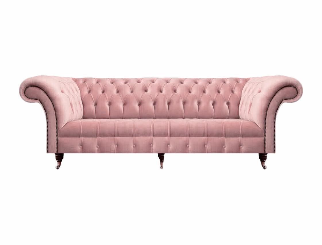 Upholstered furniture sofa three-seater new textile pink furniture Chesterfield living room