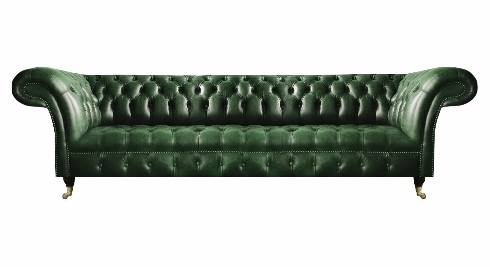 Living room sofa four-seater couch luxury leather upholstered furniture Chesterfield