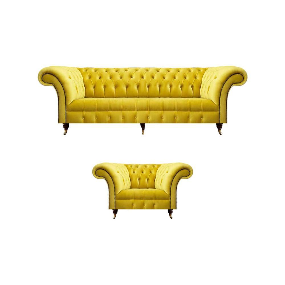 Sofa set Chesterfield textile sofa sofa couch upholstery fabric furniture armchair new