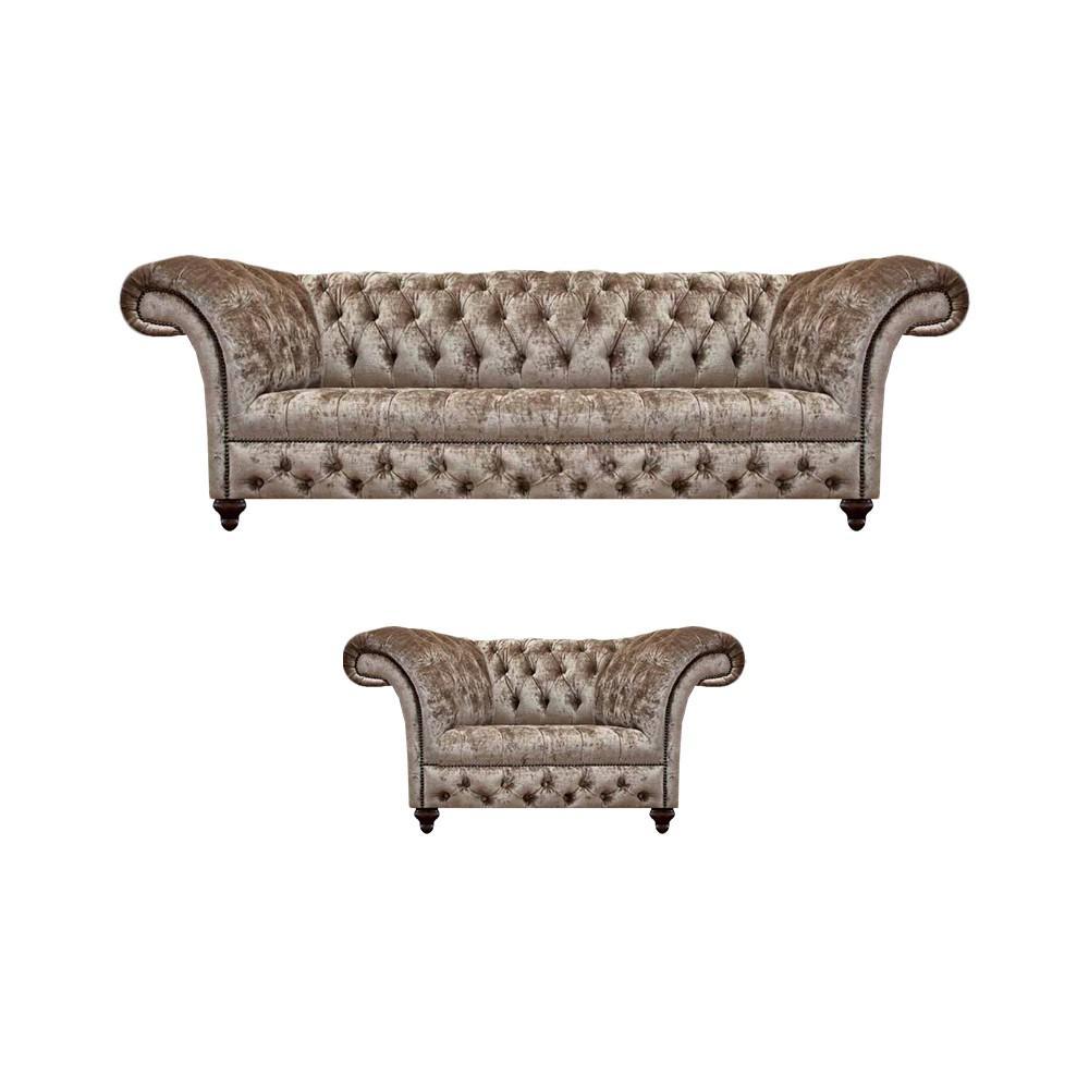 Design Furniture Luxury Sofa Couch Three Seater Chesterfield Beige Armchair Furnishings