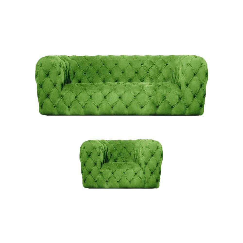 Seating Furniture Green Luxury Chesterfield Sofa Set Living Room 2-Piece Set Furnishings