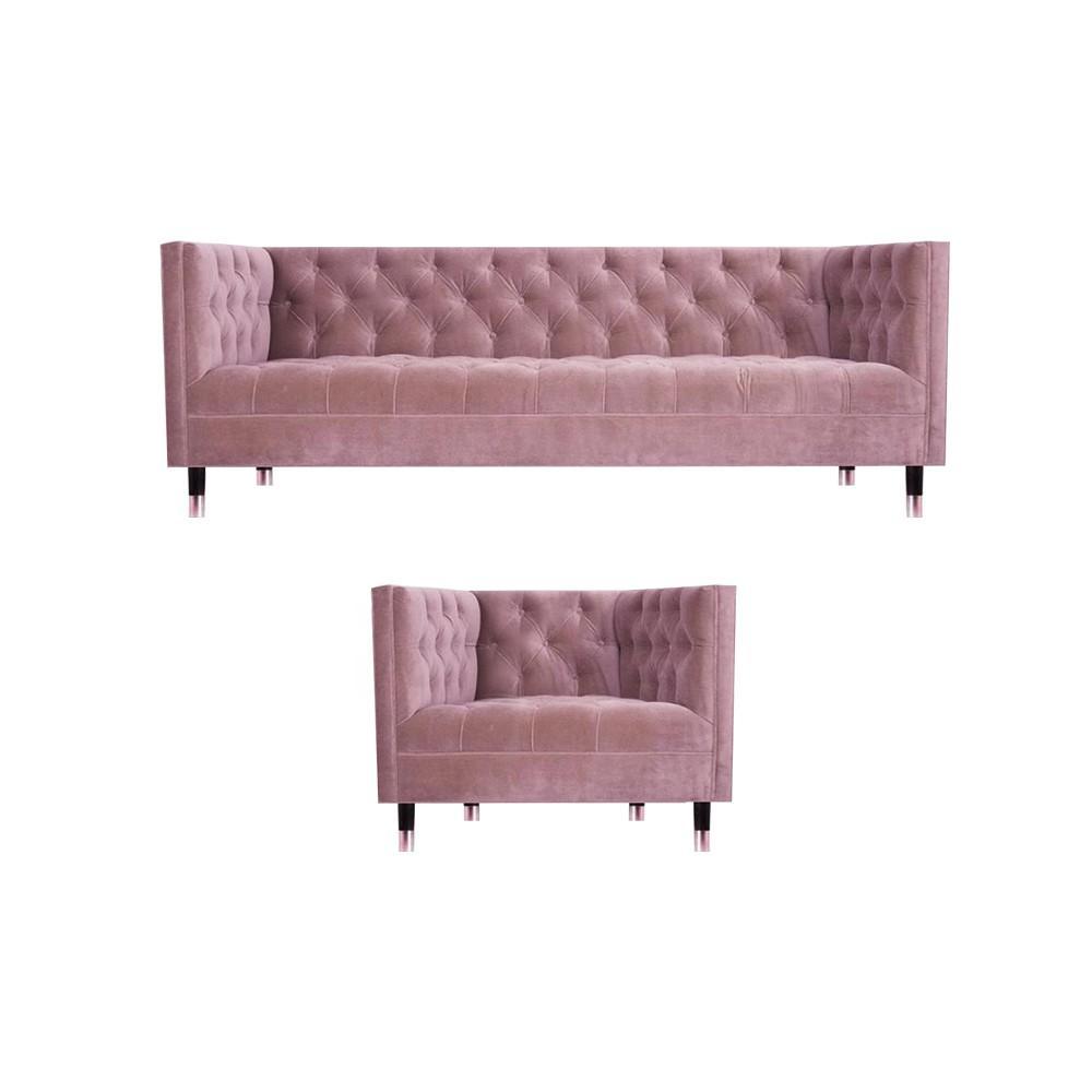 Pink Complete Sofa Three Seater Couch Design Armchair Modern Furniture Chesterfield