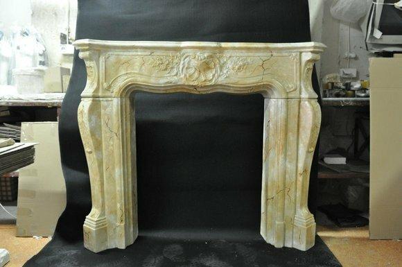 Fireplace Stove Cowling Border Marble Style Decoration Baroque Classic Fireplaces