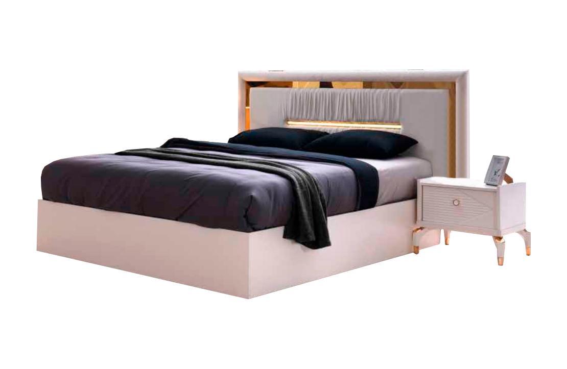 Modern Design Bed Modern Design Double Bed Bedroom Two Tone White Gold