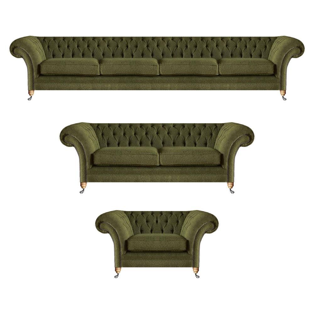 Modern green complete upholstered furniture set 3-piece sofa set design Chesterfield