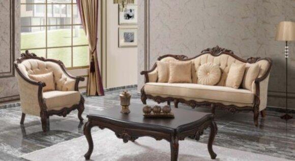 Upholstered sofa Sofa sofa set Couch fabric sofa Beige Chesterfield Set