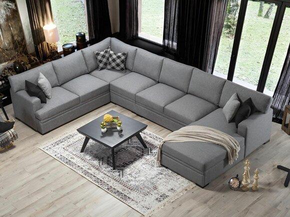 Modern Design Furniture Sofa U-Shape Gray Corner Sofa Living Room Furnishings New