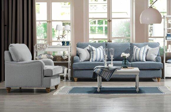 Sofa set 2-piece living room furnishings three-seater sofa luxury armchair new