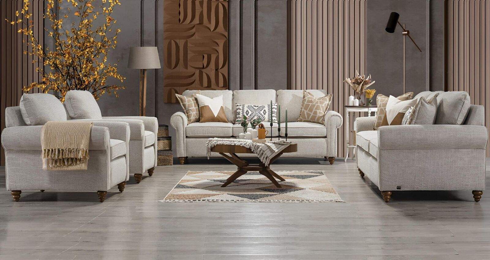 Living room sofa set modern design furniture 2x three-seater sofa 2x armchair