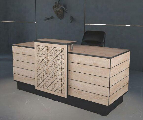 Reception Desk Reception Reception Desk Office Hotel Wood Brown Table