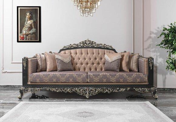 Three seater sofa 3 seater upholstered sofa fabric sofa beige baroque couches 270cm