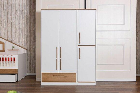 Robust wooden wardrobe Children\'s room wardrobe 4-door wardrobe