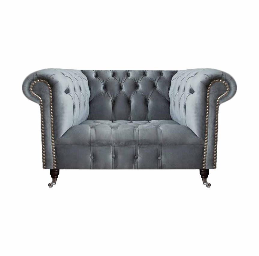 Living room gray armchair Chesterfield upholstered seat furniture new textile