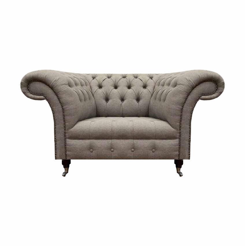 Living Room New Luxury Armchair Chesterfield Gray Upholstered Textile Furniture