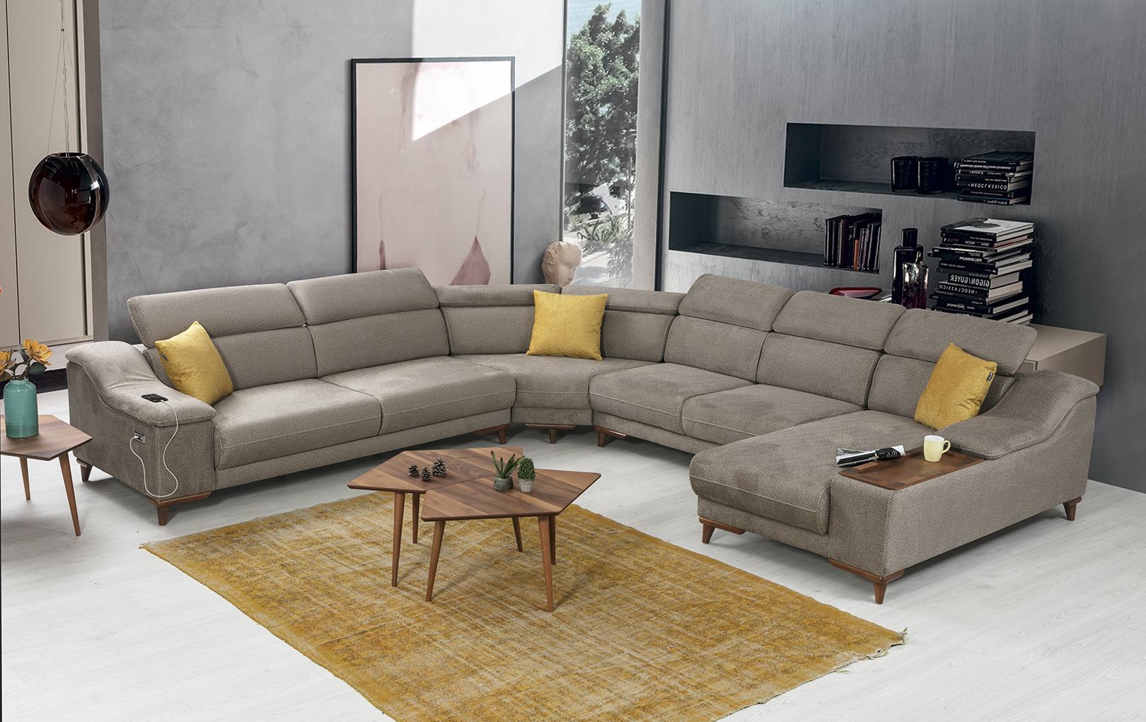 Sofa U-shape living room corner sofa upholstered furniture modern upholstery textile design