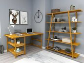 Modern Brown Study Furniture Designer Wooden Desk Bookshelf