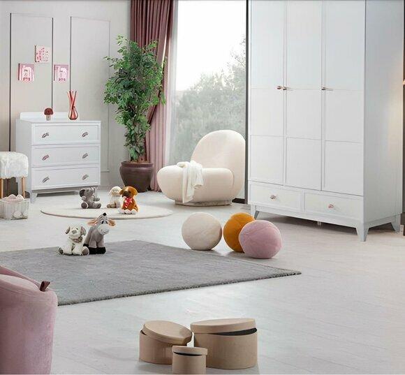 Modern children\'s room set white wardrobe luxury chest of drawers light 2pcs new