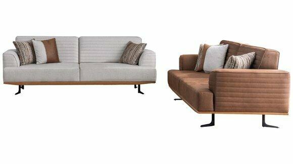 Modern three seater sofa set in brown and grey color for living room