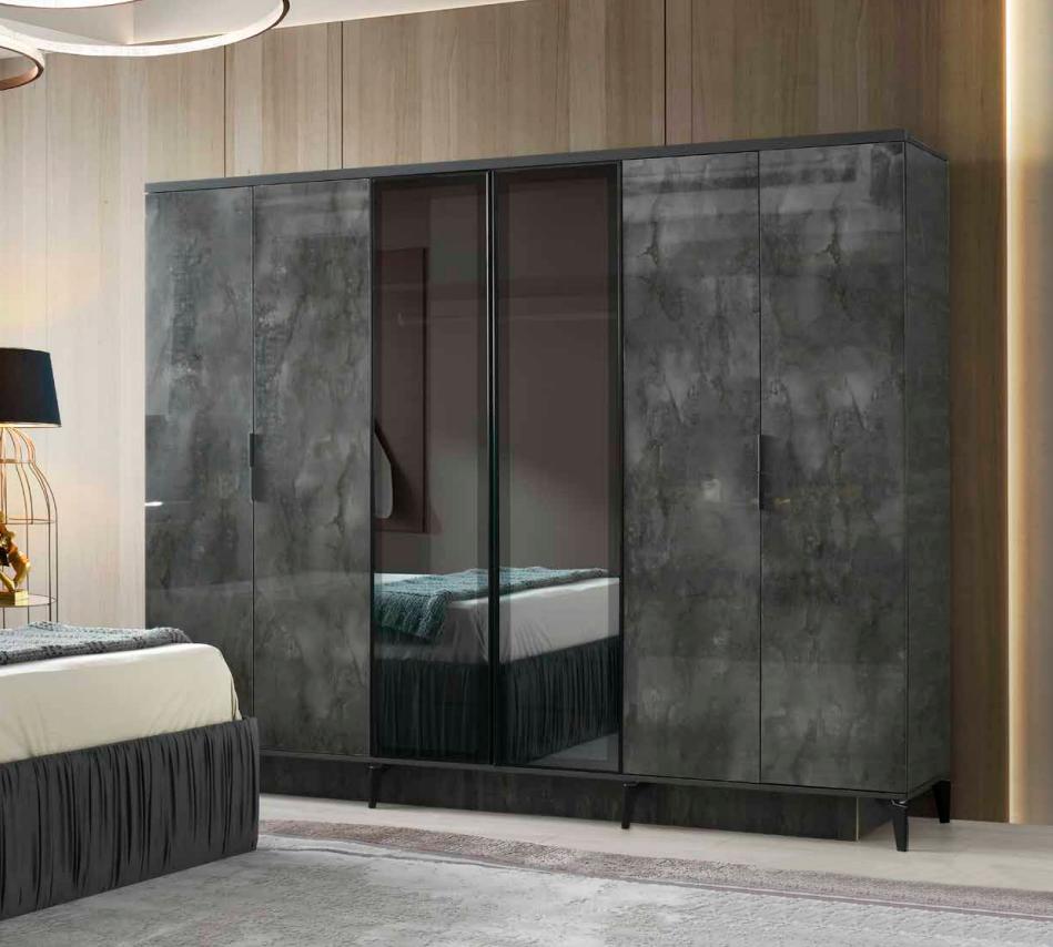 Modern Dark Grey Wardrobe Luxury Bedroom Furniture