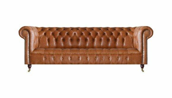 Living room four-seater Chesterfield designer couches luxury leather sofas