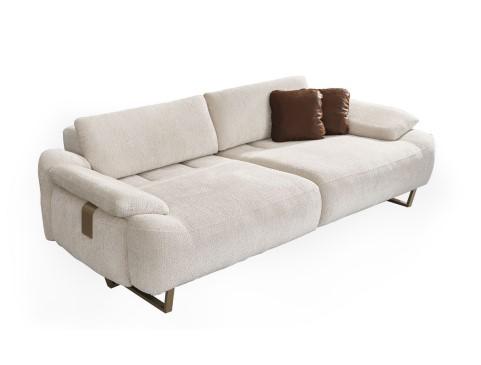 White Fabric Sofa Modern Living Room Three Seater Luxury Upholstered Couches