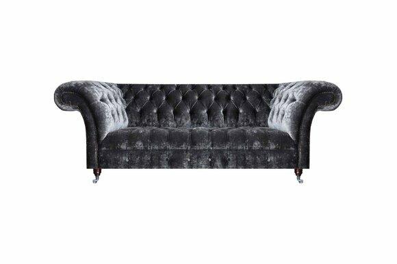 Dark grey Chesterfield living room upholstered couch designer seating furniture