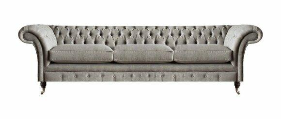 Chesterfield Grey Three Seater Living Room Upholstered Sofas Designer Couches