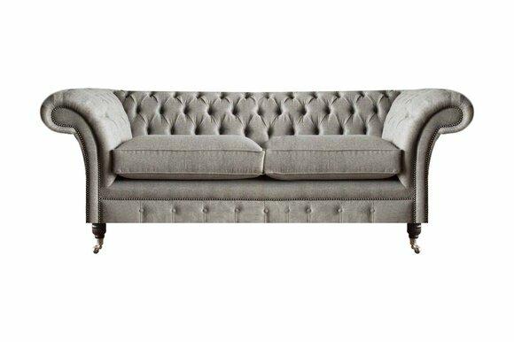 Grey Chesterfield Sofa Living Room Designer Textile Couches Fine Furniture