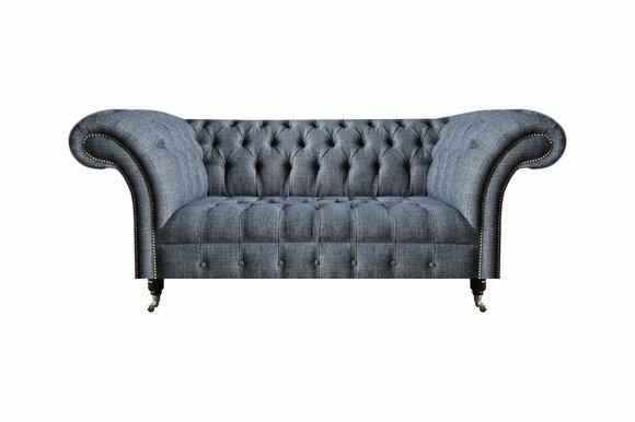 Grey textile sofa Chesterfield living room two-seater furnishing sofas