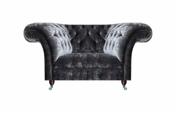 Luxurious Grey Chesterfield Armchair Noble Upholstery Living Room Single Seater