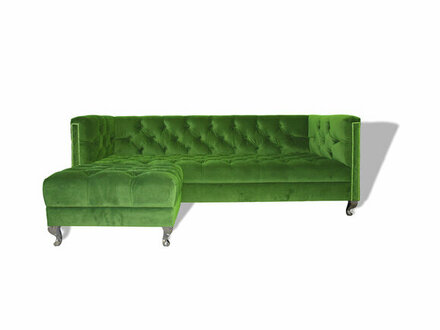 Luxurious Chesterfield Sofa 3-Seater Grass Green Textile Upholstered Soft Couch New