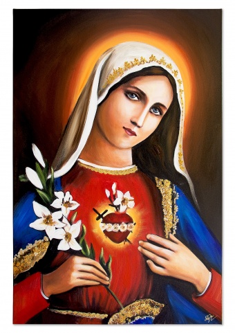 Holy Heart of Mary Handwork Oil Paintings Canvas G119354