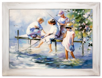 Fishing Children Handicraft Oil Paintings Canvas Oil Painting Picture G15448