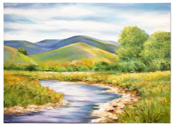 River landscape handwork oil paintings canvas oil painting picture G120090