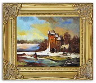 "Winter landscape with castle" handmade oil paintings G05954