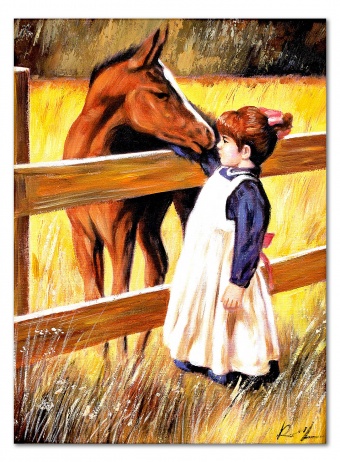 Child and pony handmade oil paintings canvas oil painting picture G119596