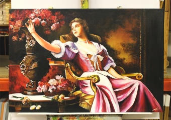 "The Lady with the Flowers" Handcrafted Oil Paintings Canvas G117514