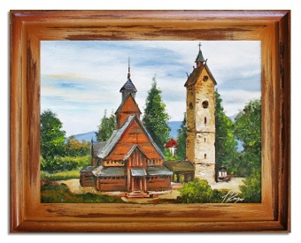 Landscape with church handmade oil paintings canvas oil painting G06450