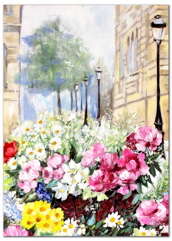 Flower Street Handicraft Oil Paintings Paintings Canvas Oil Painting Picture G118927