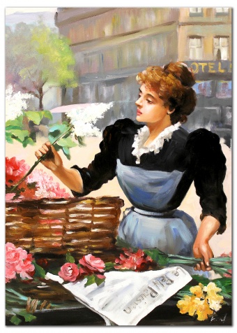 Flower seller Handmade oil paintings Canvas oil painting G118926