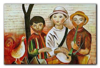 Children with musical instruments handmade oil paintings canvas G00348