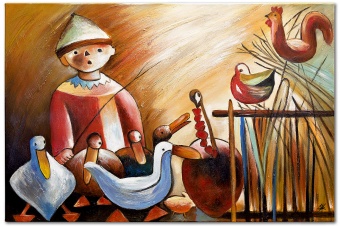 Children with animals handicraft oil paintings canvas oil painting picture G00345