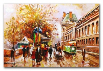 Autumn Street Handicraft Oil Paintings Canvas Oil Painting Picture G02027