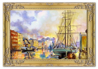 Harbor landscape handmade oil paintings canvas oil painting picture G00811