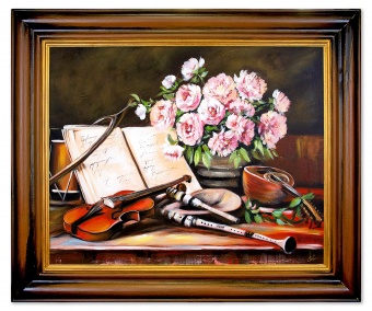 Still life with flowers and instruments handmade oil paintings G119748