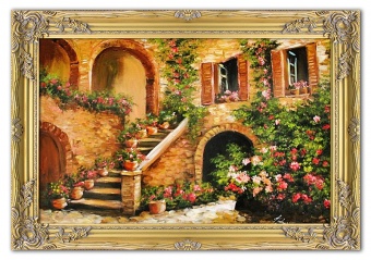 Flowered staircase handmade oil paintings canvas oil picture image G05433