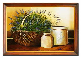 Flowers in the basket Handmade Oil paintings Canvas oil painting Picture G15930