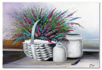 Flowers in basket handmade oil paintings canvas oil painting image G00736